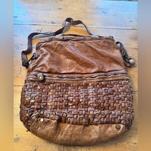 LANGELLOTTI MADE IN ITALY LEATHER
WOVEN TOTE BAG